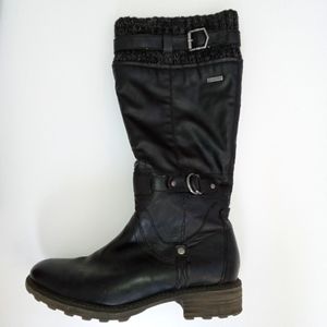 Tamaris Fleece Lined Active Warm Winter Sweater Buckle Cuff Boot Black 41